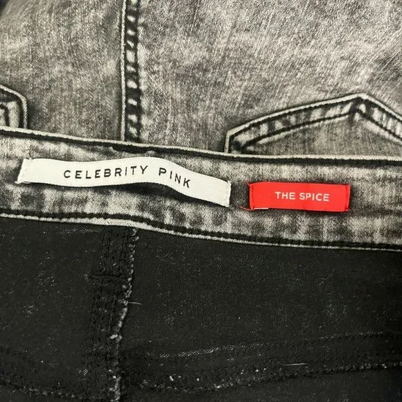 Celebrity Pink Acid Wash Skinny Jeans Black Gray Size 28 - Picture 5 of 6